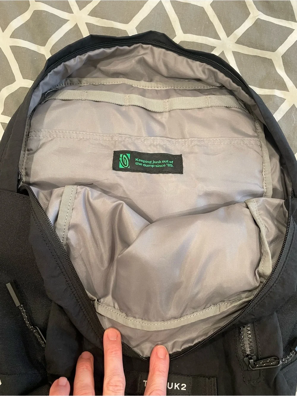 Timbuk2 Black Backpack with Vertical Zip and Logo